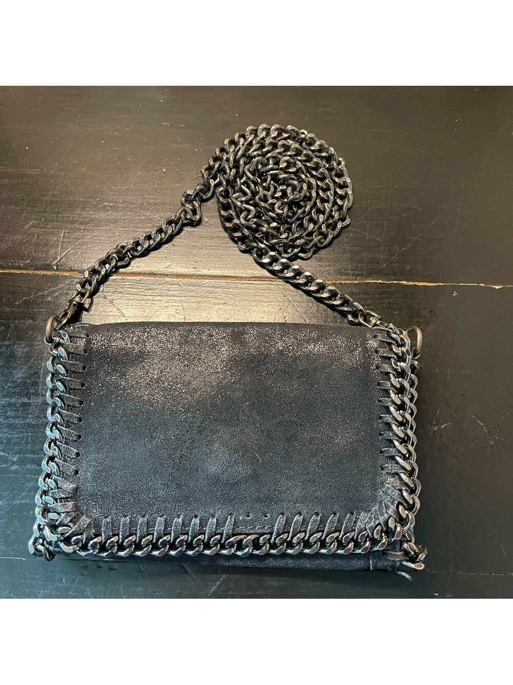 Borse and Pelle crossbody bag with chain black Made in Italy